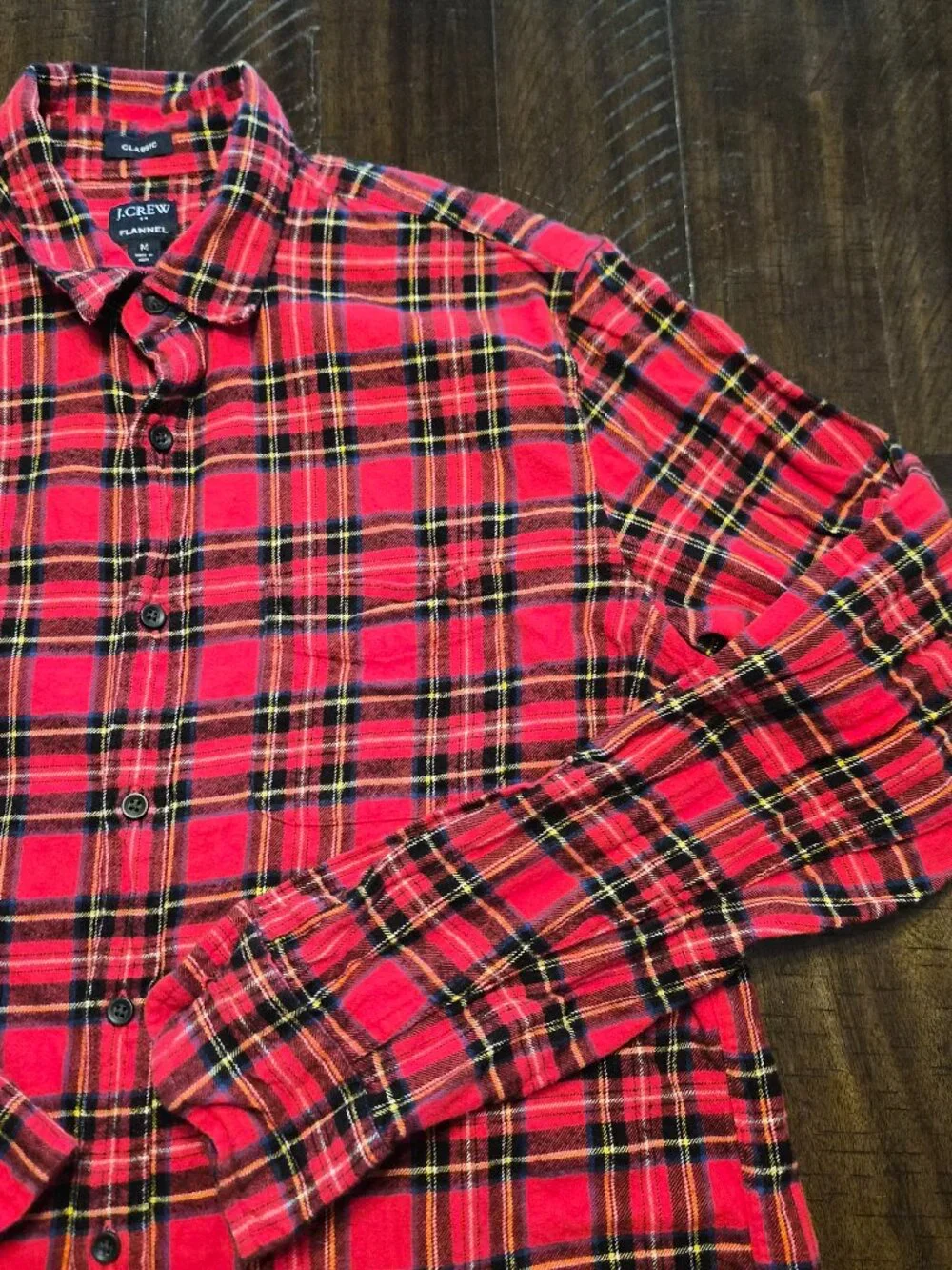 J Crew Shirt Mens Size Medium Red Plaid Flannel Long Sleeve Button Up G511